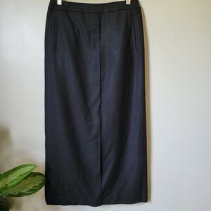 NEW W TAGS TALBOTS BLACK MINIMALIST WOOL MAXI PENCIL STYLE SKIRT PLEATED SIZE 8
